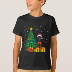 Lelijke Doberman Pinscher Kerstman Hoed Kerstverli T-shirt