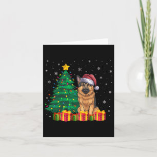 Lelijke Duitse Herder Kerstman Hoed Kerstverlichti Kaart