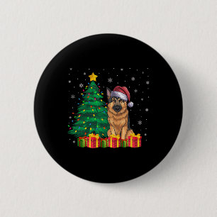 Lelijke Duitse Herder Kerstman Hoed Kerstverlichti Ronde Button 5,7 Cm