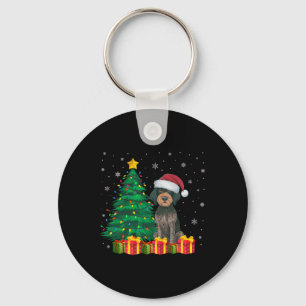 Lelijke Duitse Wirehaired Pointer Santa Hat Kerstm Sleutelhanger