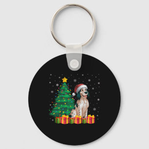 Lelijke Engelse Setter Santa Hat Kerstverlichting Sleutelhanger