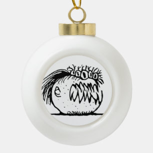 Lelijke fantasiemonstertekening keramische bal ornament