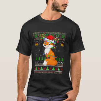 Lelijke Fox Xmas Verlichting Santa Fox Kerstmis La T-shirt