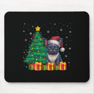 Lelijke Franse Bulldog Santa Hat Kerstverlichting Muismat