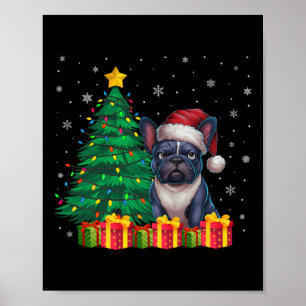 Lelijke Franse Bulldog Santa Hat Kerstverlichting Poster