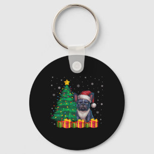 Lelijke Franse Bulldog Santa Hat Kerstverlichting Sleutelhanger