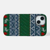 Lelijke gebreide trui rendier kerstboom vakantie iPhone 15 case (Achterkant horizontaal)