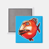 Lelijke gezicht vis grappige cartoon magneet (Voorkant / Achterkant)