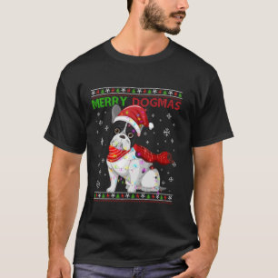Lelijke Grappige Merry Dogmas Franse Bull Dog Sant T-shirt