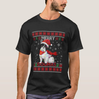 Lelijke Grappige Merry Dogmas Franse Bull Dog Sant T-shirt