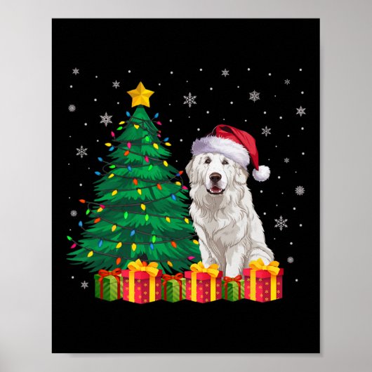 Lelijke Grote Pyreneeën Kerstman Hoed Kerstverlich Poster (Voorkant)