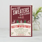 Lelijke & heldere kerst trui wedstrijd Xmas Party Kaart (Staand voorkant)