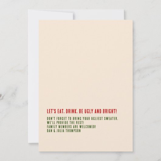 Lelijke & heldere kerst trui wedstrijd Xmas Party Kaart (Achterkant)