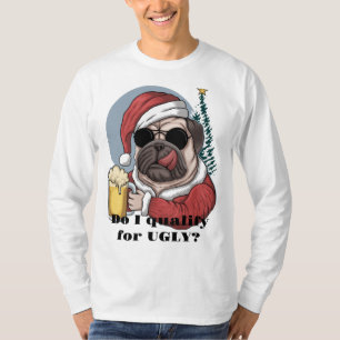 Lelijke hond gezicht Thug bier zonnebril T-shirt