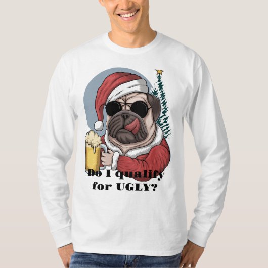 Lelijke hond gezicht Thug bier zonnebril T-shirt (Voorkant)