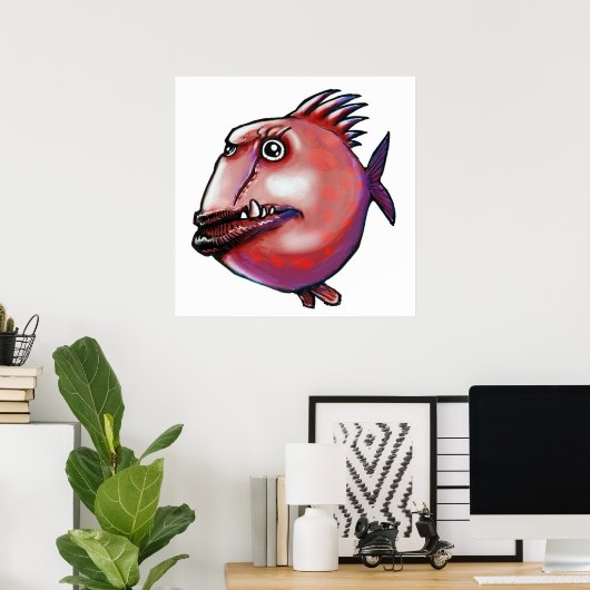 lelijke illustratie van de vissoort cartoon poster (Thuiskantoor)