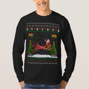 Lelijke inktvis Xmas Gift Santa Riding Squid Kerst T-shirt