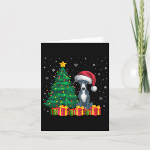 Lelijke Italiaanse Greyhound Santa Hat Kerstverlic Kaart