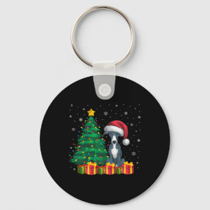 Lelijke Italiaanse Greyhound Santa Hat Kerstverlic Sleutelhanger