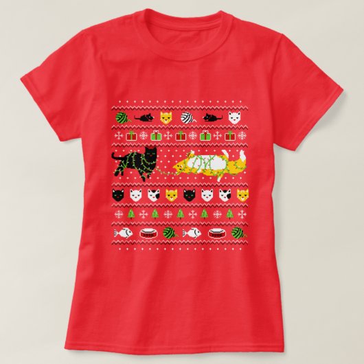 Lelijke kat trui kerst t-shirt (Design voorkant)