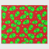Lelijke kerst alien rode sterren cadeaupapier (Vlak)