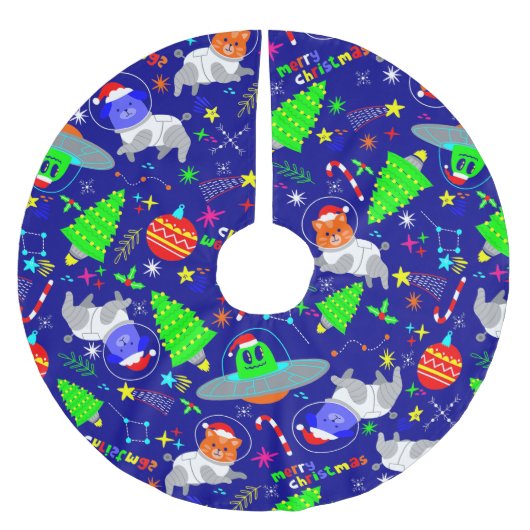 Lelijke kerst Alien Santa Dog Cat Kerstboom Rok (Voorkant)