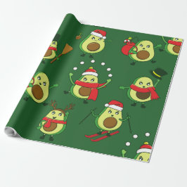 Lelijke kerst avocado kerstman feestelijk cadeaupapier