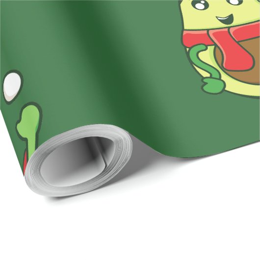Lelijke kerst avocado kerstman feestelijk cadeaupapier (Rol Hoek)