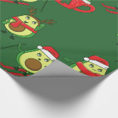 Lelijke kerst avocado ski kerstman cadeaupapier (Hoek)