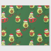 Lelijke kerst avocado ski kerstman cadeaupapier (Vlak)