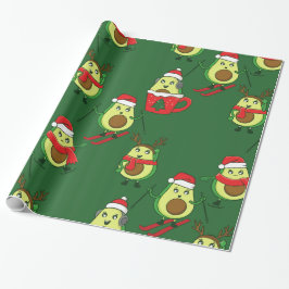Lelijke kerst avocado ski kerstman cadeaupapier