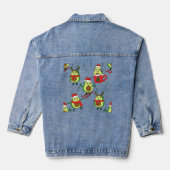 Lelijke kerst avocado ski kerstman denim jacket (Achterkant)