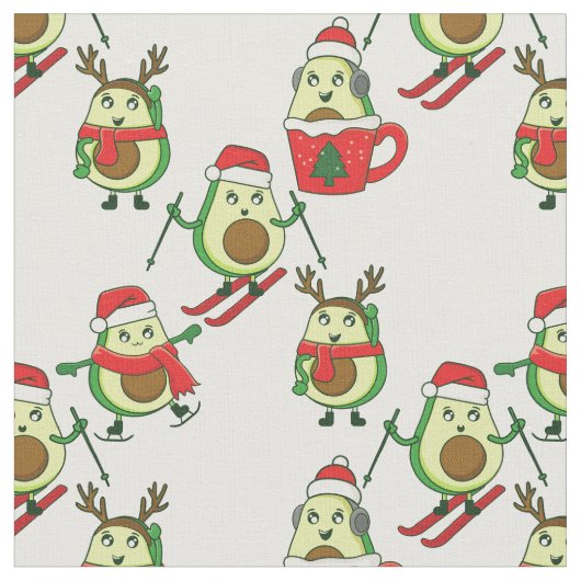 Lelijke kerst avocado ski kerstman stof (Close Up)