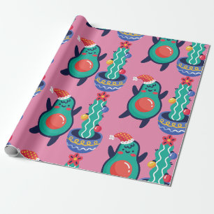 Lelijke kerst avocado xmas cactus cadeaupapier