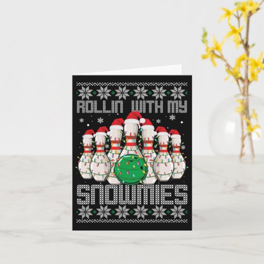 Lelijke kerst bowling lover bowlers rollen met m kaart (Gele Bloem)