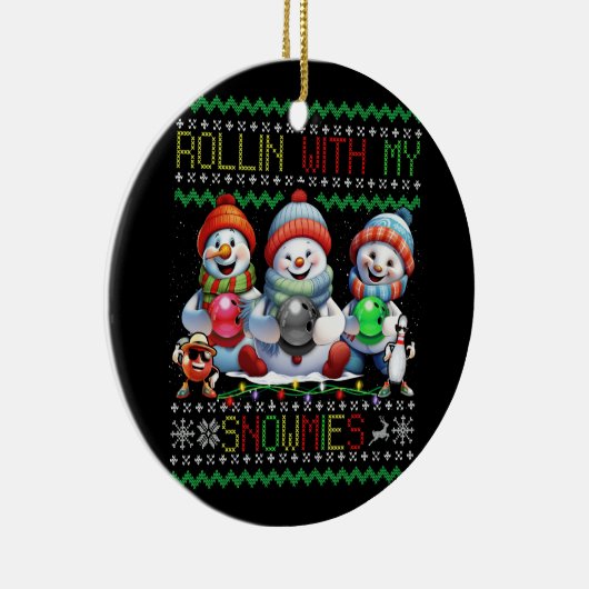 Lelijke kerst bowling lover bowlers rollen met m keramisch ornament (Rechts)