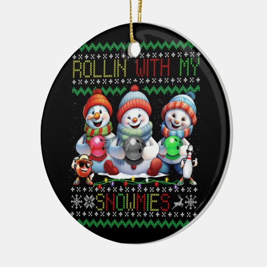 Lelijke kerst bowling lover bowlers rollen met m keramisch ornament (Links)
