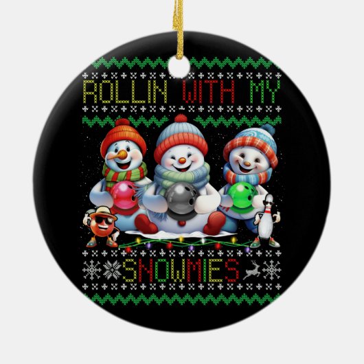 Lelijke kerst bowling lover bowlers rollen met m keramisch ornament (Achterkant)