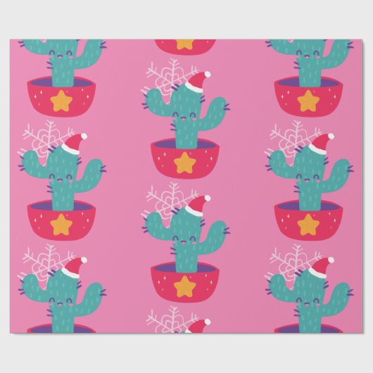 Lelijke kerst Cactus Zuidwesten woestijn sneeuwvlo Cadeaupapier (Vlak)