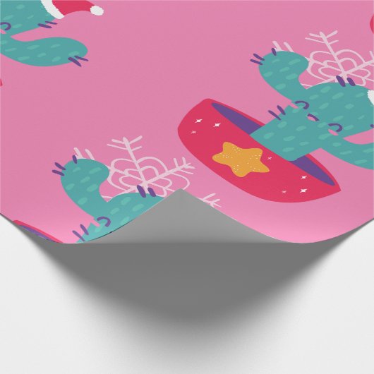 Lelijke kerst Cactus Zuidwesten woestijn sneeuwvlo Cadeaupapier (Hoek)