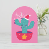 Lelijke kerst Cactus Zuidwesten woestijn sneeuwvlo Kaart (Staand voorkant)