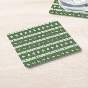 Lelijke kerst Chic Green Kartonnen Onderzetters