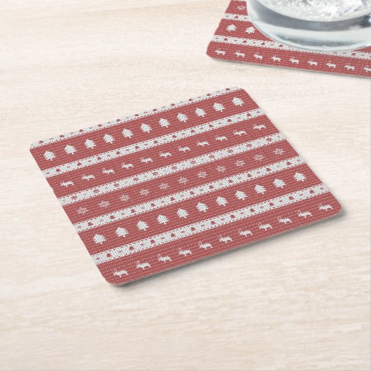Lelijke Kerst Chic Red Paper Kartonnen Onderzetters (Schuin)