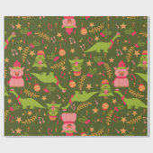 Lelijke kerst dinosaurus Trex Santa Pig Cadeaupapier (Vlak)