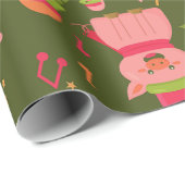 Lelijke kerst dinosaurus Trex Santa Pig Cadeaupapier (Rol Hoek)