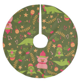 Lelijke kerst dinosaurus Trex Santa Pig Kerstboom Rok