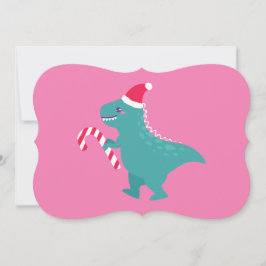 Lelijke kerst dinosaurus Trex sneeuwvlokken winter Kaart
