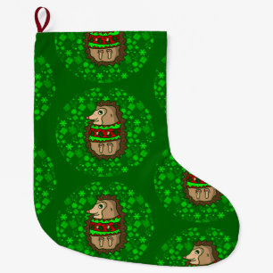 lelijke kerst egel schattig groen grote kerstsok