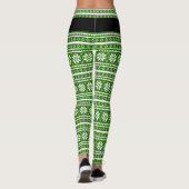 Lelijke kerst elf leggings - groen Noords patroon (Achterkant)