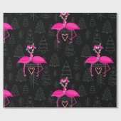 Lelijke kerst flamingo snoep hart cadeaupapier (Vlak)